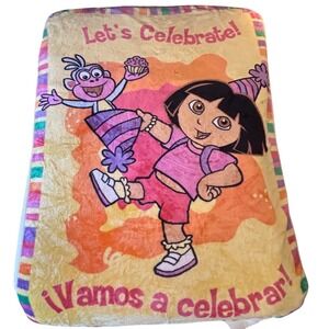 Dora The Explorer Very Large Fleece Blanket Throw Lets Celebrate 86" X 128" VTG